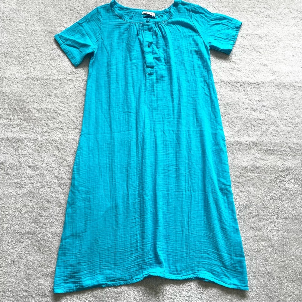 STARK X OVERSIZED BLUE COTTON MIDI DRESS SIZE XS MINIMALIST Chic Contemporary - Picture 2 of 13